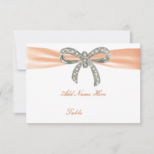 オレンジ ダイヤモンド リボン 結婚式 テーブル 名札 招待状 (正面)