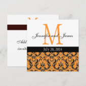 オレンジ ダマスク モノグラム 結婚式招待状 3 招待状 (正面/裏面)