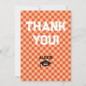 オレンジ・チェッカーボード卒業パーティー サンキューカード (裏面)