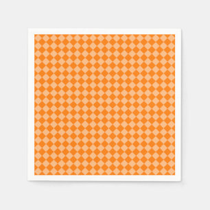 オレンジ チェッカー ダイヤモンド パターン スタンダードカクテルナプキン