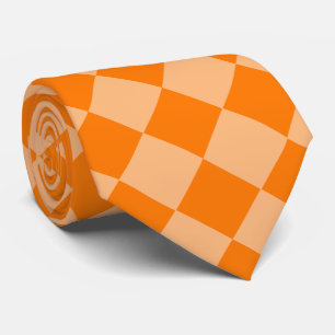 オレンジ チェッカー ダイヤモンド パターン ネクタイ