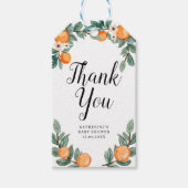オレンジ・ツインベビーシャワーありがとうラベル ギフトタグ (正面)