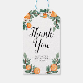 オレンジ・ツインベビーシャワーありがとうラベル ギフトタグ