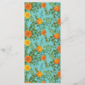 オレンジ&ティール（緑がかった色）アクア牡丹&バラ結婚ズメニュー メニュー (裏面)