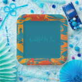 オレンジ&ティール（緑がかった色）感謝祭 ペーパープレート (パーティー)