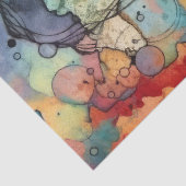 オレンジ、ティール(緑がかった色)、紫の水色のスプラッシュのページ 薄葉紙 (詳細)