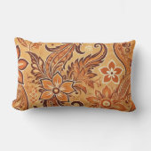 オレンジ テラコッタ インドネシア バティック 花柄 ランバークッション (正面)