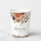 オレンジ テラコッタ バーガンディー フラワー ブライダル シャワー 紙コップ (正面)