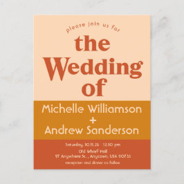 オレンジ テラコッタ モダン レトロ インビテーションポストカード