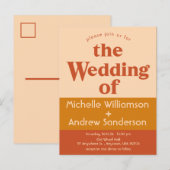 オレンジ テラコッタ モダン レトロ インビテーションポストカード (正面/裏面)