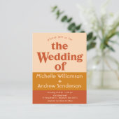 オレンジ テラコッタ モダン レトロ インビテーションポストカード (スタンド正面)