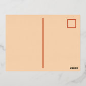 オレンジ テラコッタ モダン レトロ 箔招待状ポストカード (裏面)