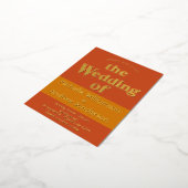 オレンジ テラコッタ モダン レトロ 箔招待状ポストカード (回転した状態)