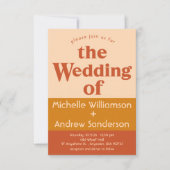 オレンジ テラコッタ モダン レトロ 3.5x5 招待状 (正面)