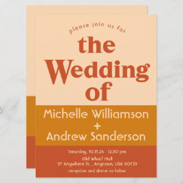 オレンジ テラコッタ モダン レトロ 6.5x8.75 招待状