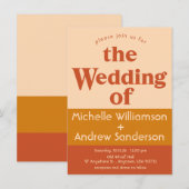 オレンジ テラコッタ モダン レトロ A6 招待状 (正面/裏面)