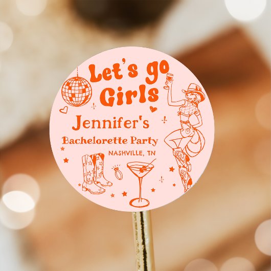 オレンジ ディスコ カウガール ロデオ ブライズテート パーティー ラウンドシール