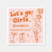 オレンジ ディスコ カウガール ロデオ ブライズメイド パーティー スタンダードカクテルナプキン (正面)