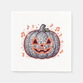 オレンジ ディスコ パンプキン ハロウィン ペーパーナプキン スタンダードカクテルナプキン