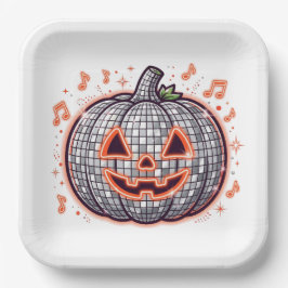 オレンジ ディスコ パンプキン ハロウィン ペーパープレート