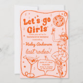 オレンジ ディスコ ロデオカウガール バチェロレッテ ウィークエンド 招待状 (正面)