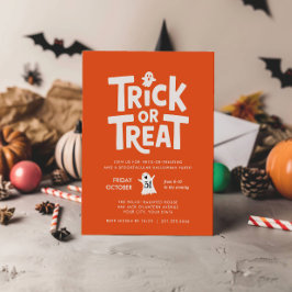 オレンジ トリック オア トリート かわいい おばけ ハロウィン パーティー 招待状
