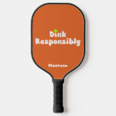 オレンジ・トルマリン Dink Responsibly 名前入り ピックルボールラケット (正面)