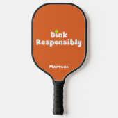 オレンジ・トルマリン Dink Responsibly 名前入り ピックルボールラケット (裏面)