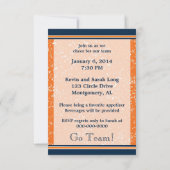 オレンジ&ネイビーフットボールボウルゲーム/バースデーパーティー 招待状 (裏面)