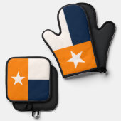 オレンジ&ネイビーブルーテキサス州州旗 鍋つかみ&鍋敷きセット (正面/裏面)