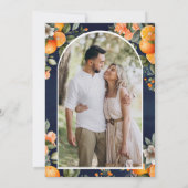 オレンジ ネイビーブルーメイソンジャー ブライダルシャワー 招待状 (裏面)