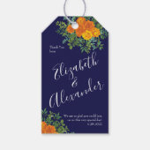 オレンジ&ネイビーブルー牡丹&バラフローラ結婚ズ ギフトタグ (正面)