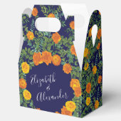 オレンジ&ネイビーブルー牡丹&バラフローラ結婚ズ フェイバーボックス (オープン)