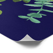 オレンジ&ネイビーブルー牡丹&バラフローラ結婚ズ ポスター (角)