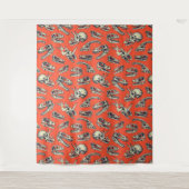 オレンジ&ネイビー恐竜スカル タペストリー (正面)