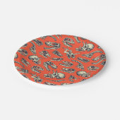 オレンジ&ネイビー恐竜スカル ペーパープレート (アングル)