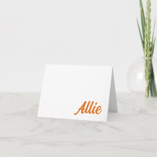 オレンジ、ネイビー・オーバーン、ALカーパーソナライズされたド サンキューカード (正面)