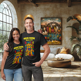 オレンジ ネオン エイリアン T シャツ - ファンキー ポップ アート クリーチャー