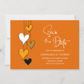 オレンジ ハート テーマの結婚式 Save the Date セーブザデート (正面)