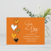 オレンジ ハート テーマの結婚式 Save the Date セーブザデート (スタンド正面)