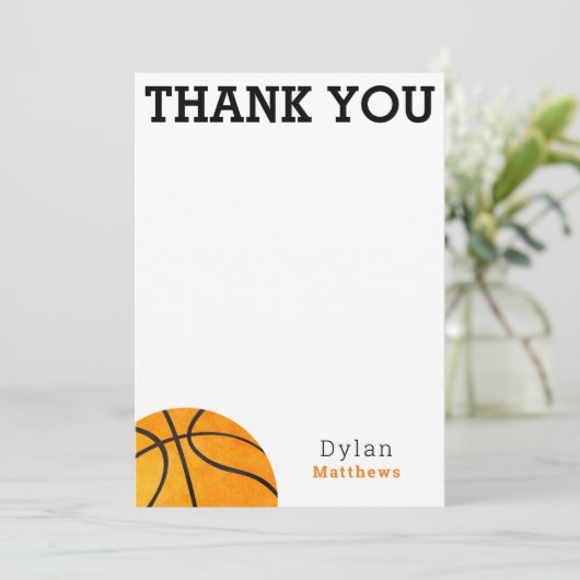 オレンジ バスケットボール スポーツ キッズ ありがとう サンキューカード (スタンド正面)