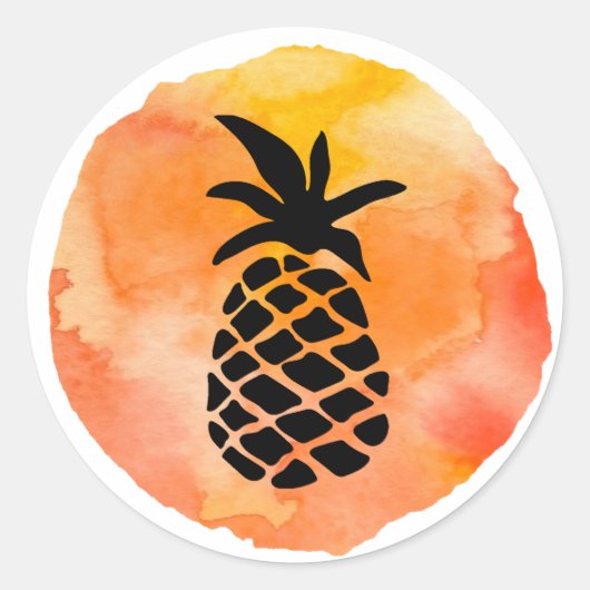 オレンジ パイナップル デザイン ラウンドシール (正面)