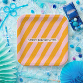 オレンジ＋パステルピンクのVeuve Before Vowsカスタマイズ可能 ペーパープレート (パーティー)