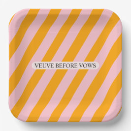 オレンジ＋パステルピンクのVeuve Before Vowsカスタマイズ可能 ペーパープレート