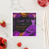 オレンジ&パープルフローラドレスハロウィンスイーツ16 スタンダードカクテルナプキン (インサイチュ)