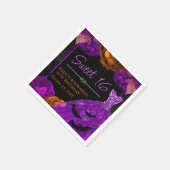 オレンジ&パープルフローラドレスハロウィンスイーツ16 スタンダードカクテルナプキン (角)