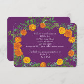 オレンジ&パープルプラム牡丹バラ情報 招待状 (正面/裏面)