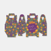 オレンジ&パープルプラム牡丹&バラフローラ結婚ズ フェイバーボックス (折り畳みなし)