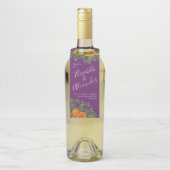 オレンジ&パープルプラム牡丹&バラフローラ結婚ズ ボトルネックタグ (ボトル)