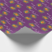 オレンジ&パープルプラム牡丹&バラフローラ結婚ズ ラッピングペーパー (角)